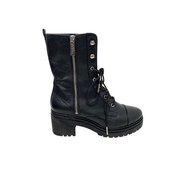 MICHAEL Michael Kors Womens Black Combat Boots Size 7.5 Lace Up Side Zip Logo - Picture 3 of 11